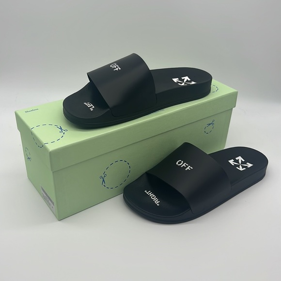 Off-White Shoes - Off-White NWB Off Stamp Logo Sliders Black/White